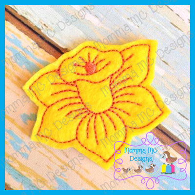 Daffodil Flower Feltie Embroidery Design